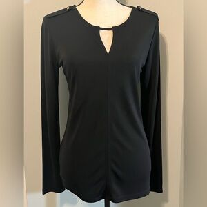 Ann Taylor Black Keyhole Long Sleeve Top - women’s small